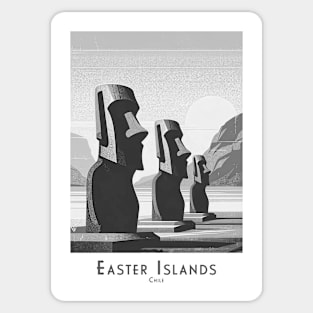 Mystical Easter Island Moai Statues - Chile in black and white Sticker